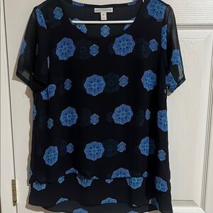 Black and Blue Floral Top